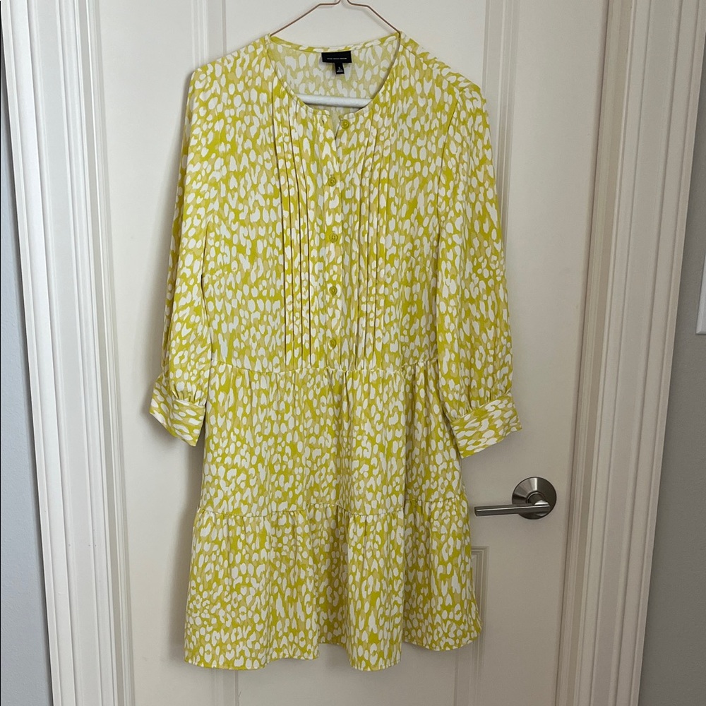 Who What Wear Yellow/Lime and White Patterned Dress